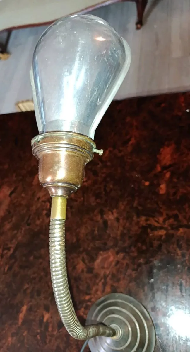 Mid century metal goose neck lamp - Image 2