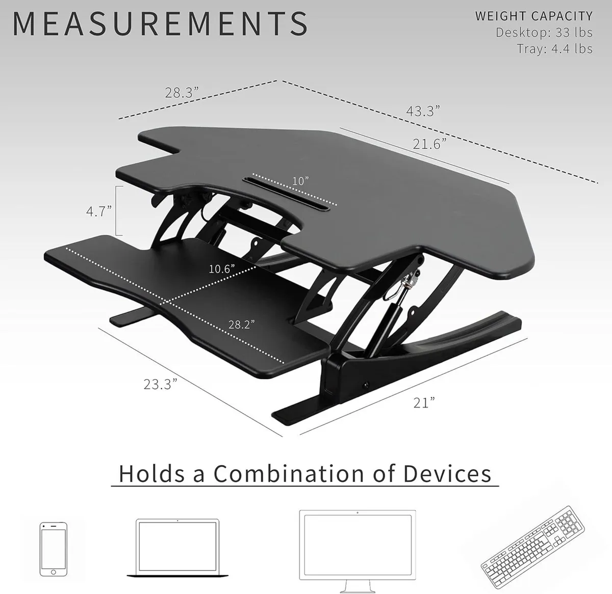 109CM Corner Height Adjustable Cubicle Stand Up - Image 3
