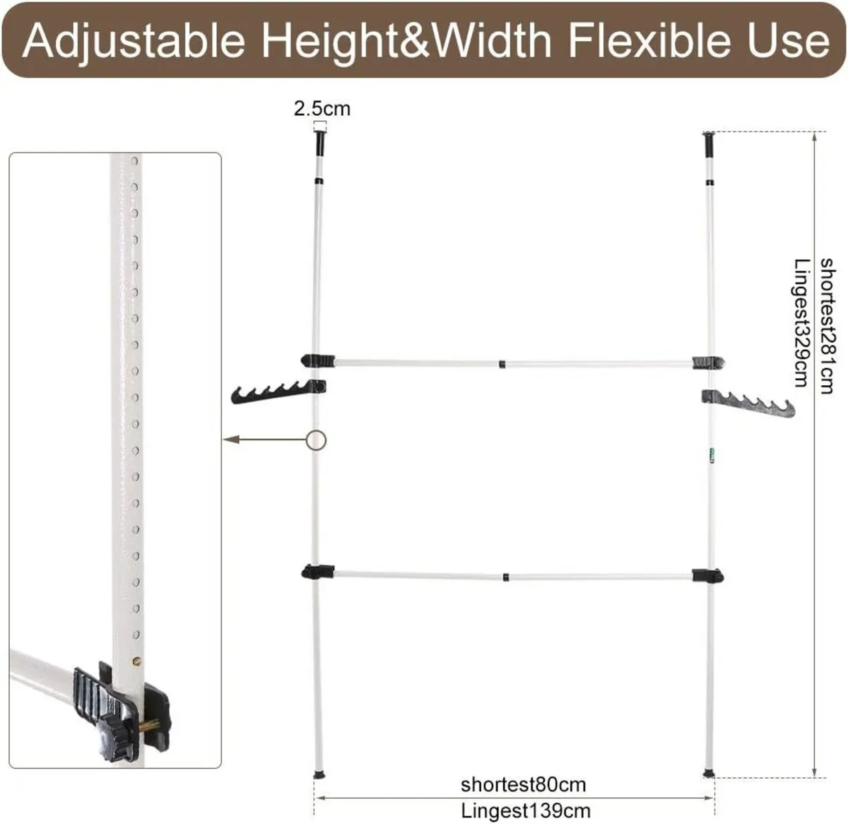 Heavy Duty Clothes Rack 4 Poles 6 Bars - Image 4