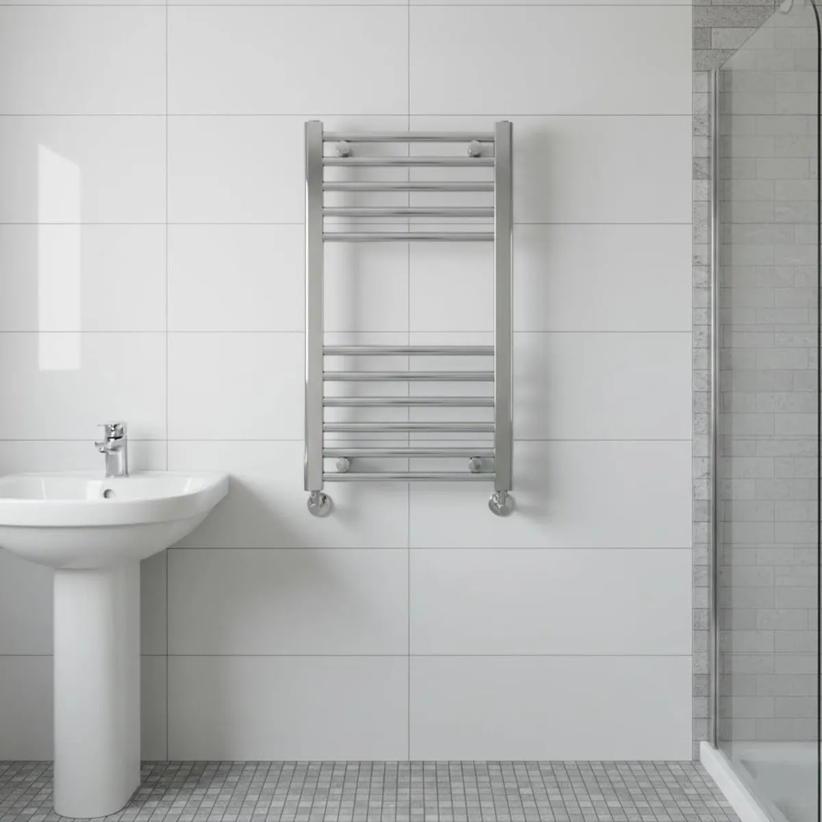 Chrome Heated Towel Rail 600MM - Image 2
