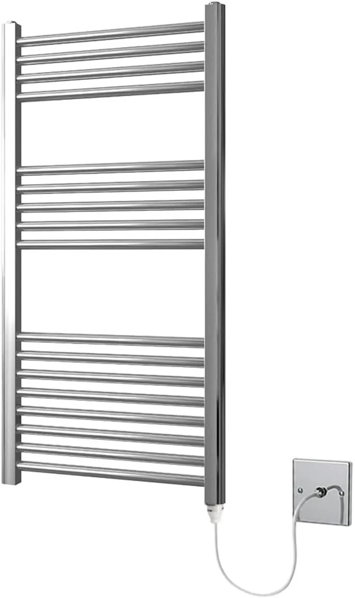 Chrome Electric Heated Towel Rail Straight 500MM W - Image 1