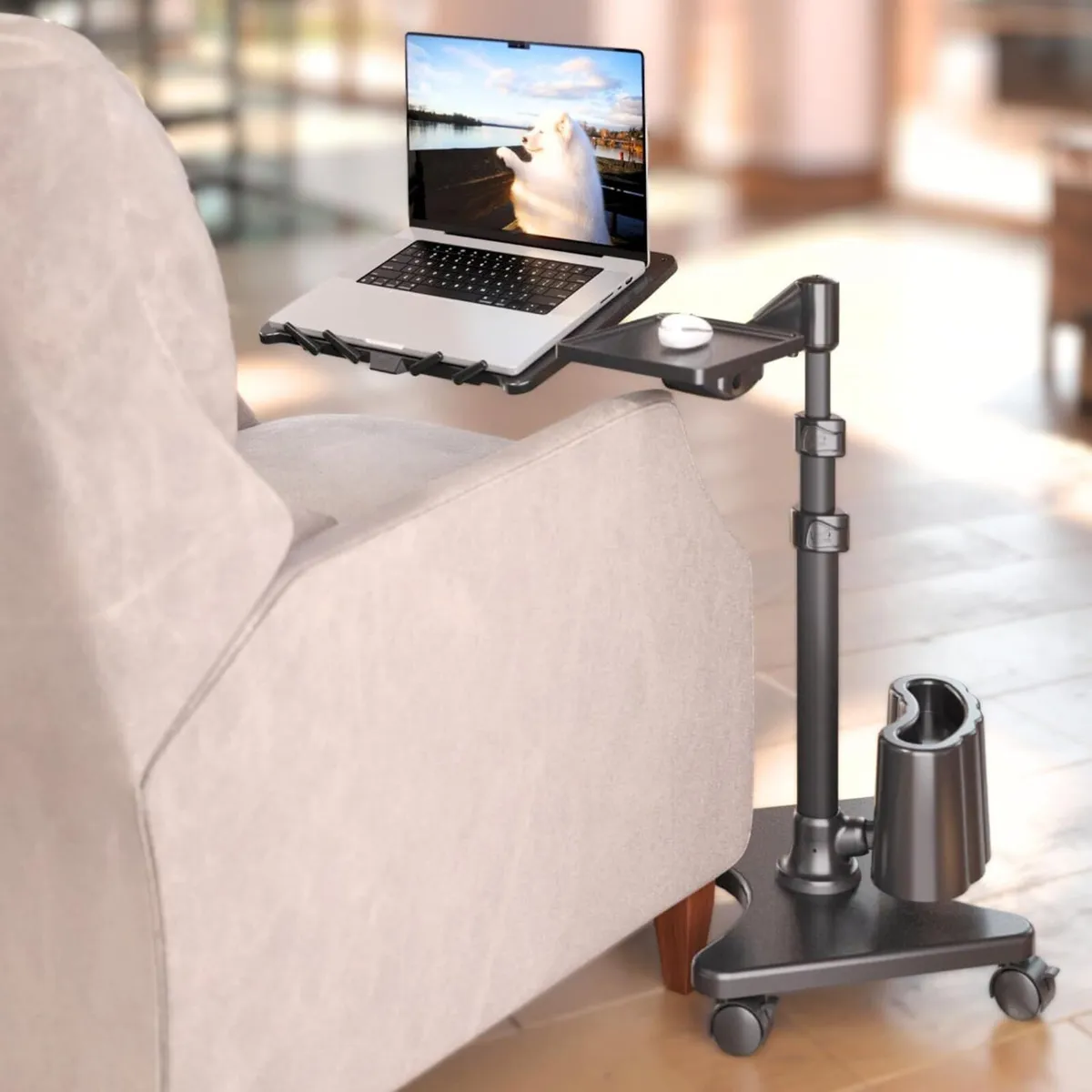 G2-801 Deluxe Rolling Laptop Stand with Mouse Tray - Image 1