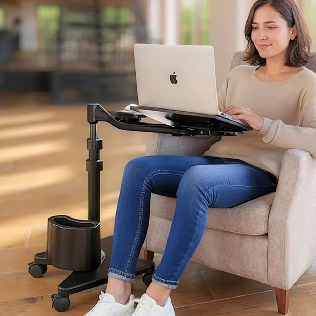 G2-801 Deluxe Rolling Laptop Stand with Mouse Tray - Image 2