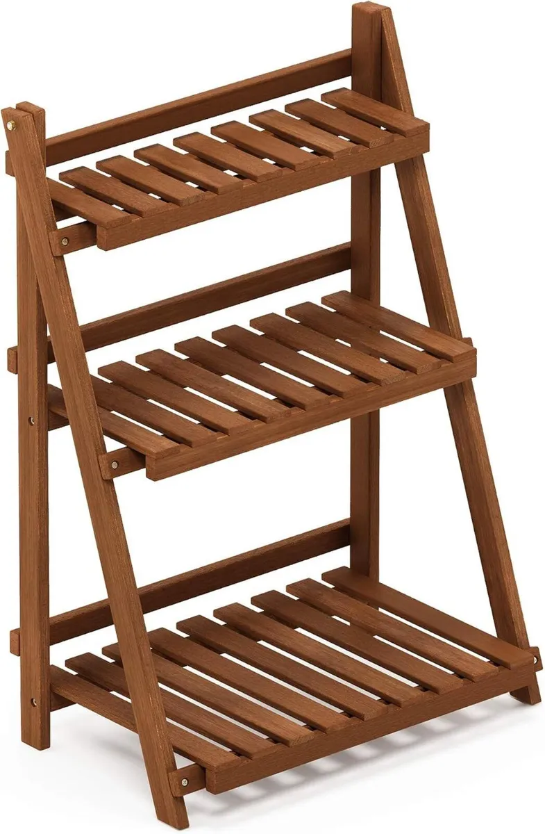 Plant Stand Outdoor 3-Tier Ladder Shelf Tiered - Image 4