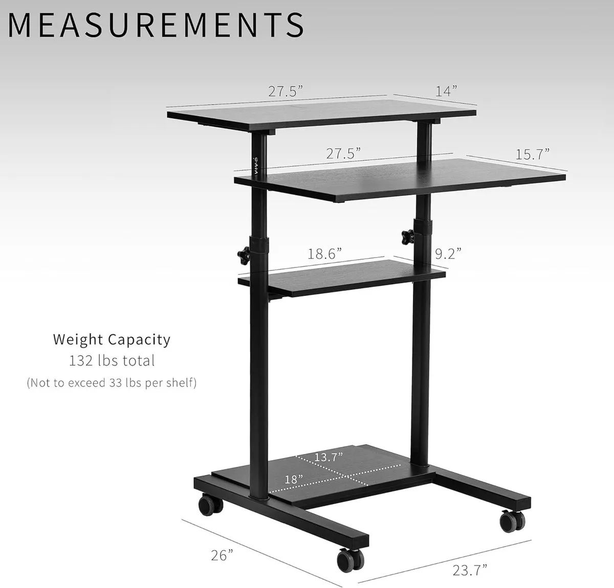 Mobile Height Adjustable Table Stand Up Desk - Image 3