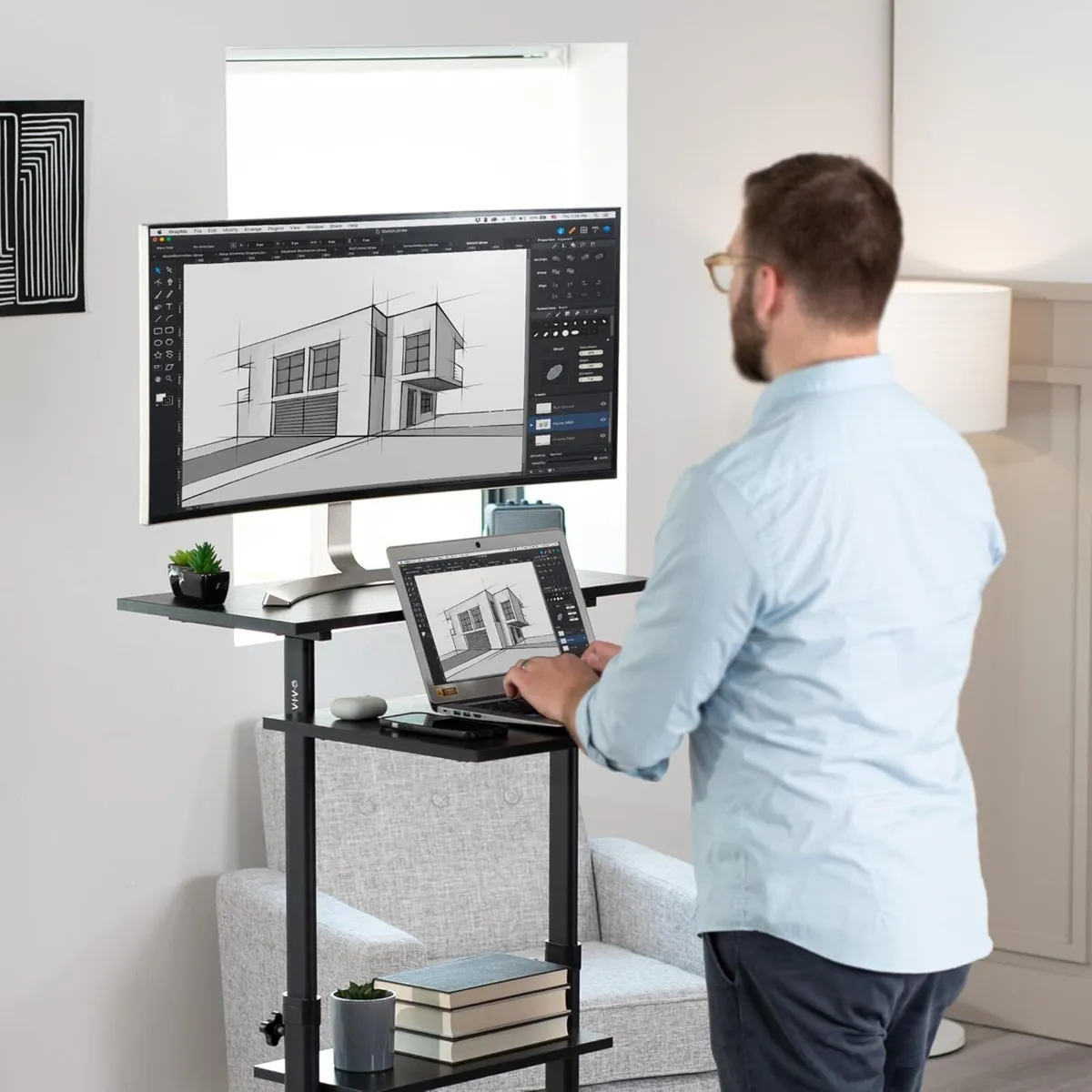 Mobile Height Adjustable Table Stand Up Desk - Image 4