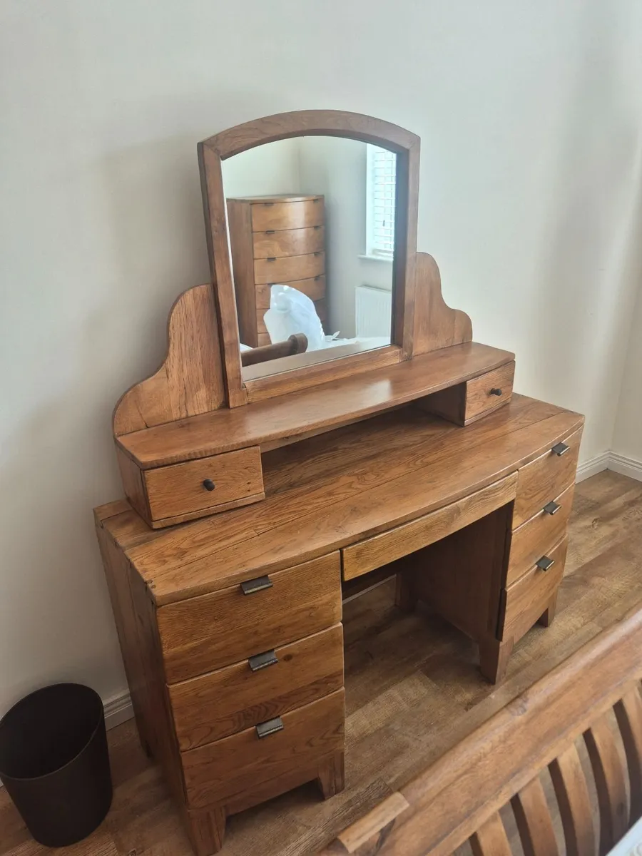 Oak Dressing Table with Mirror & Lots of Storage - Image 1