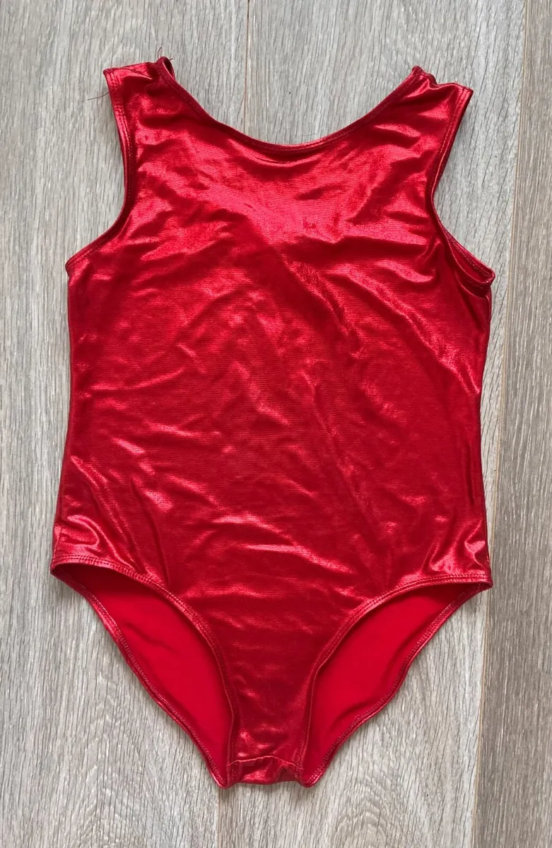 iEFiEL Shiny Red Metallic Gymnastics/Dance Leotard - Image 1