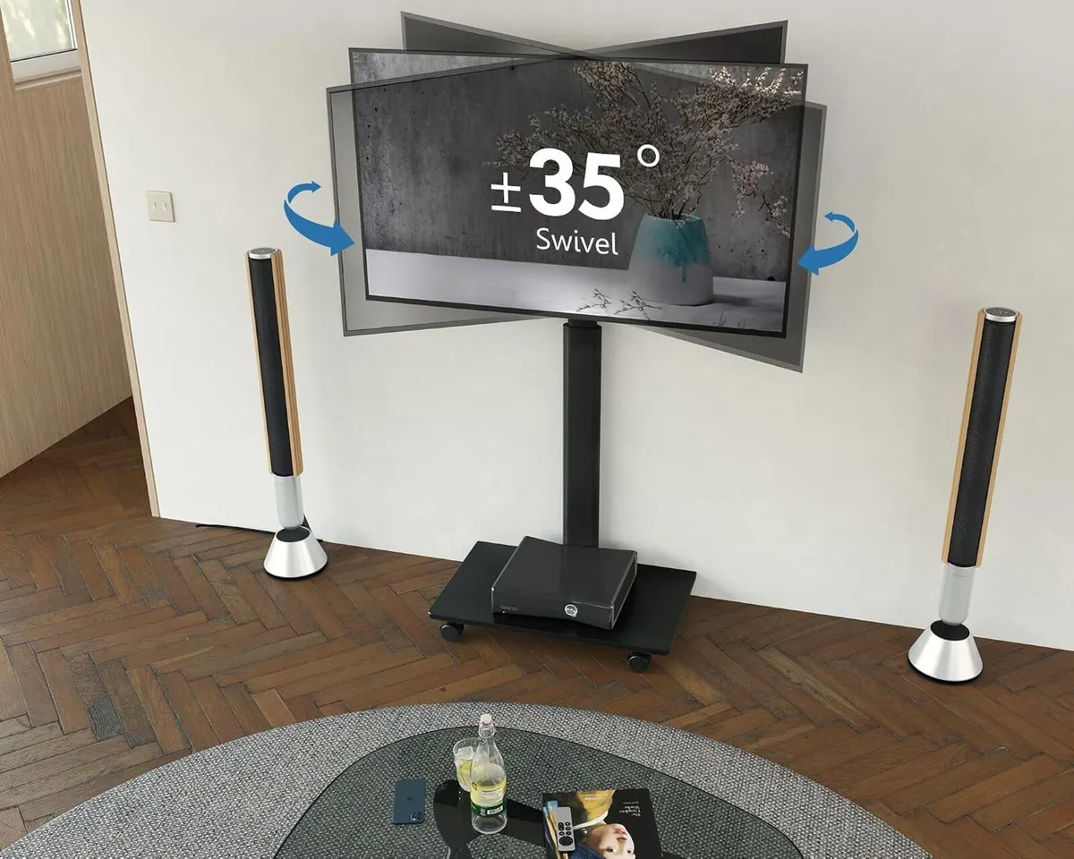 Mobile TV Cart Floor Stand on Wheels - Image 3