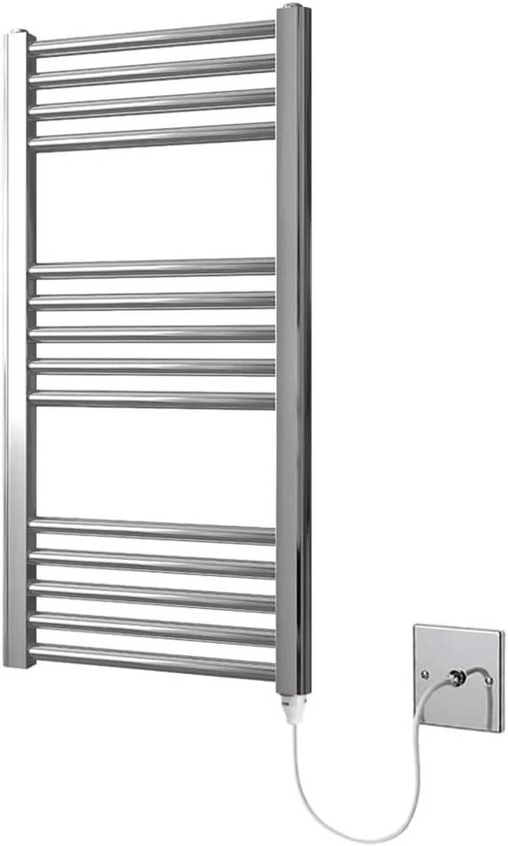 Chrome Electric Heated Towel Rail Straight 400MM W - Image 1