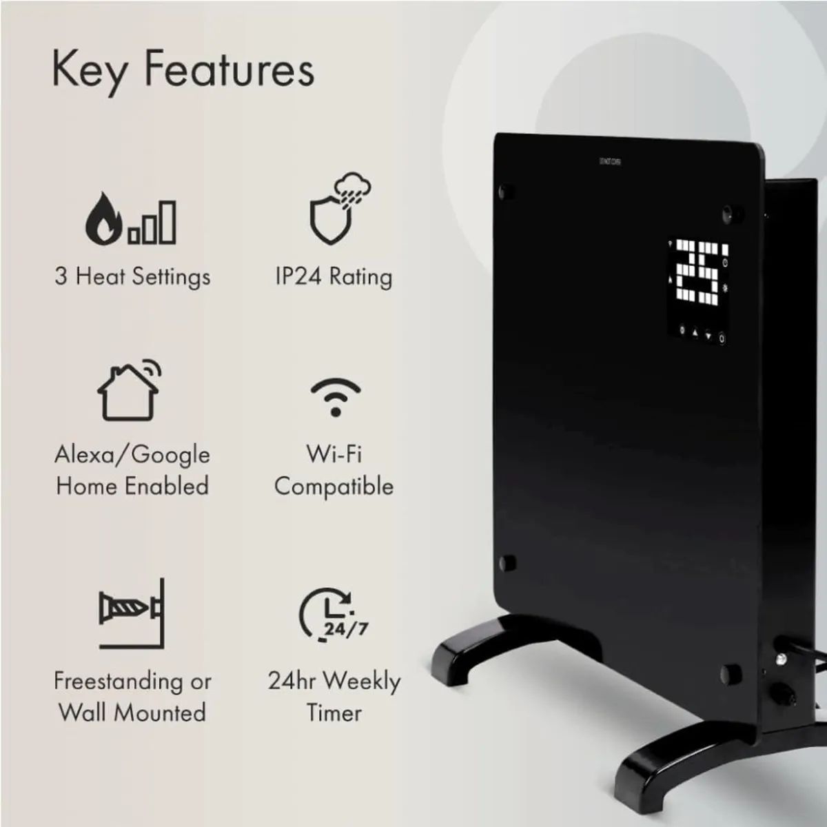 2000W Smart Electric Glass Panel Heater Wall - Image 2