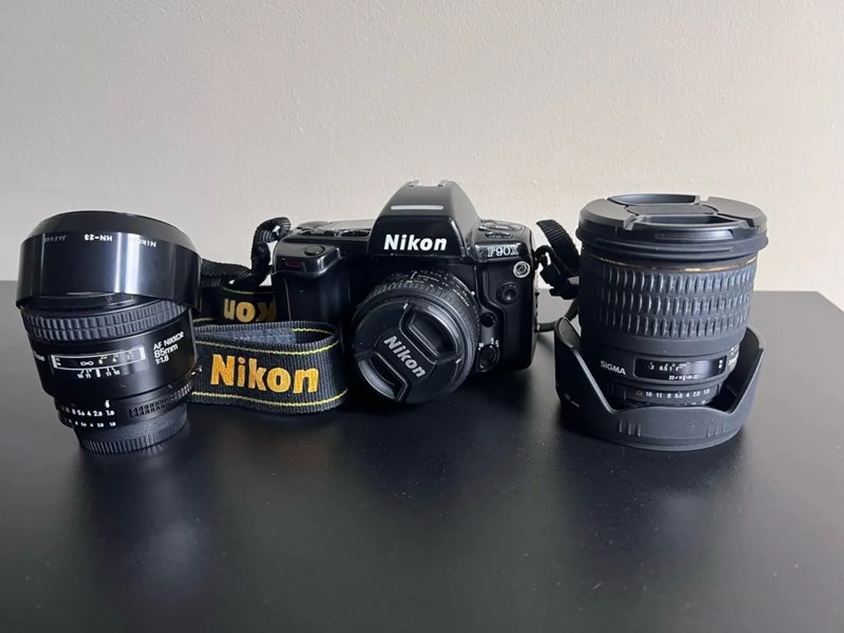 Nikon F90X 35mm Film Camera Kit 24mm, 50mm, 85mm - Image 1