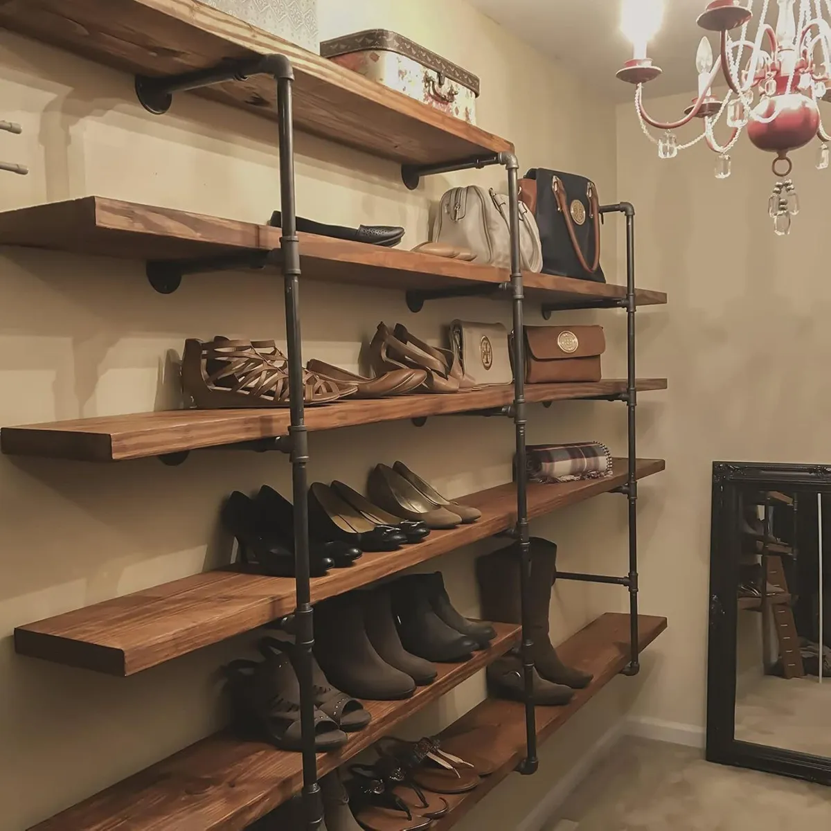 Industrial Iron Pipe Shelves 3 Set 4-Tier 42 - Image 2