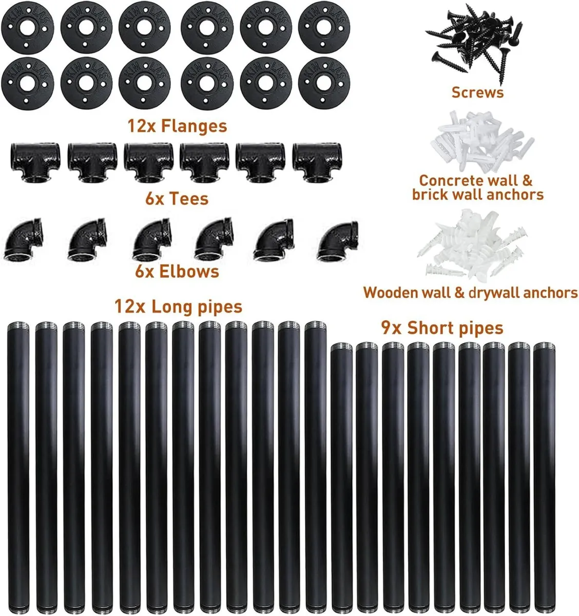 Industrial Iron Pipe Shelves 3 Set 4-Tier 42 - Image 4