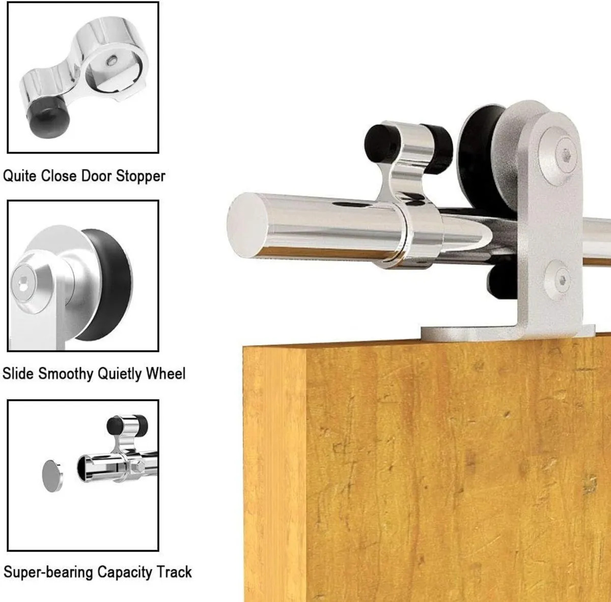 10FT Stainless Steel Sliding Barn Door Hardware - Image 2