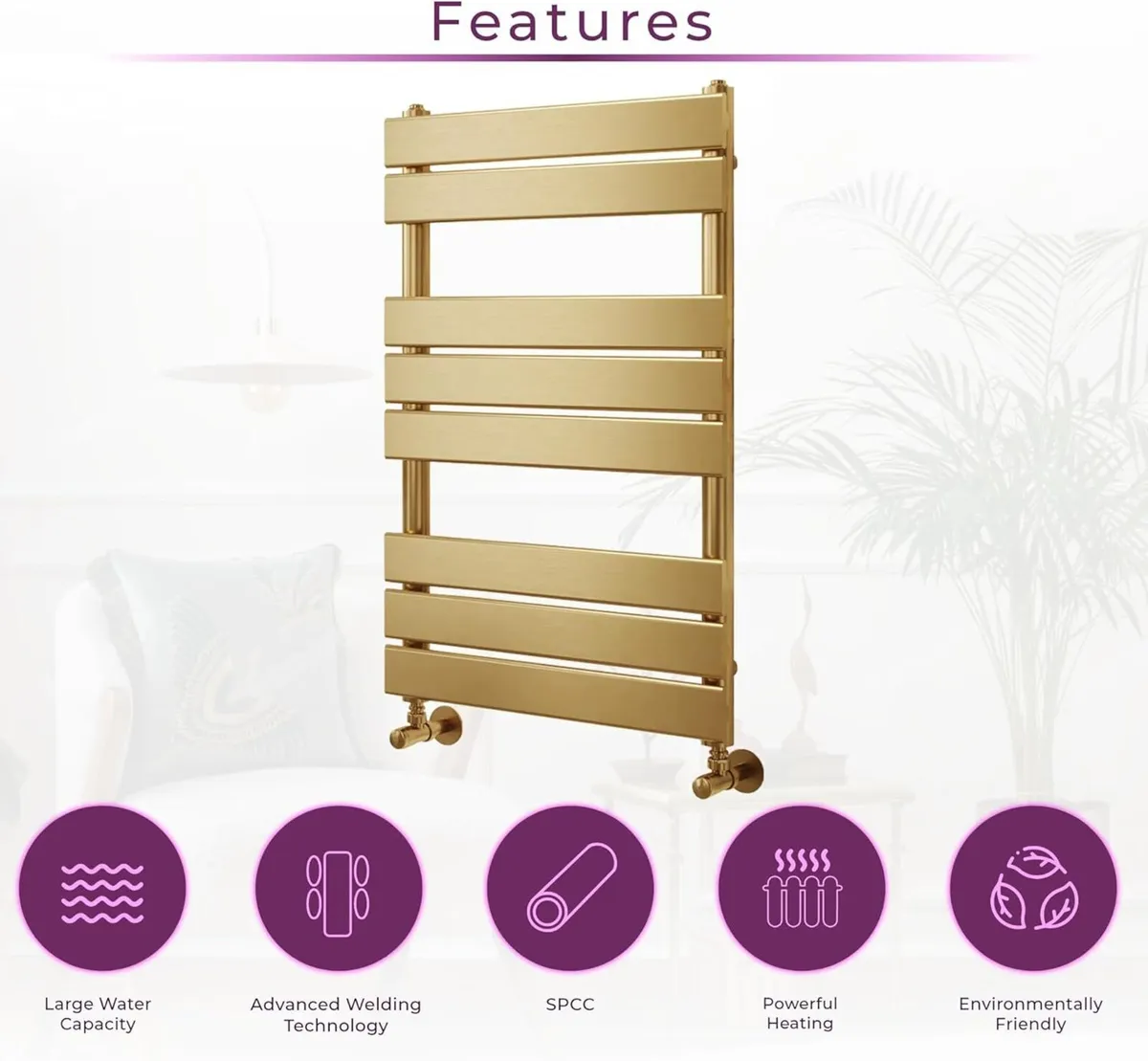 Towel Rail 800MM X 500MM Brushed Bathroom Radiator - Image 3
