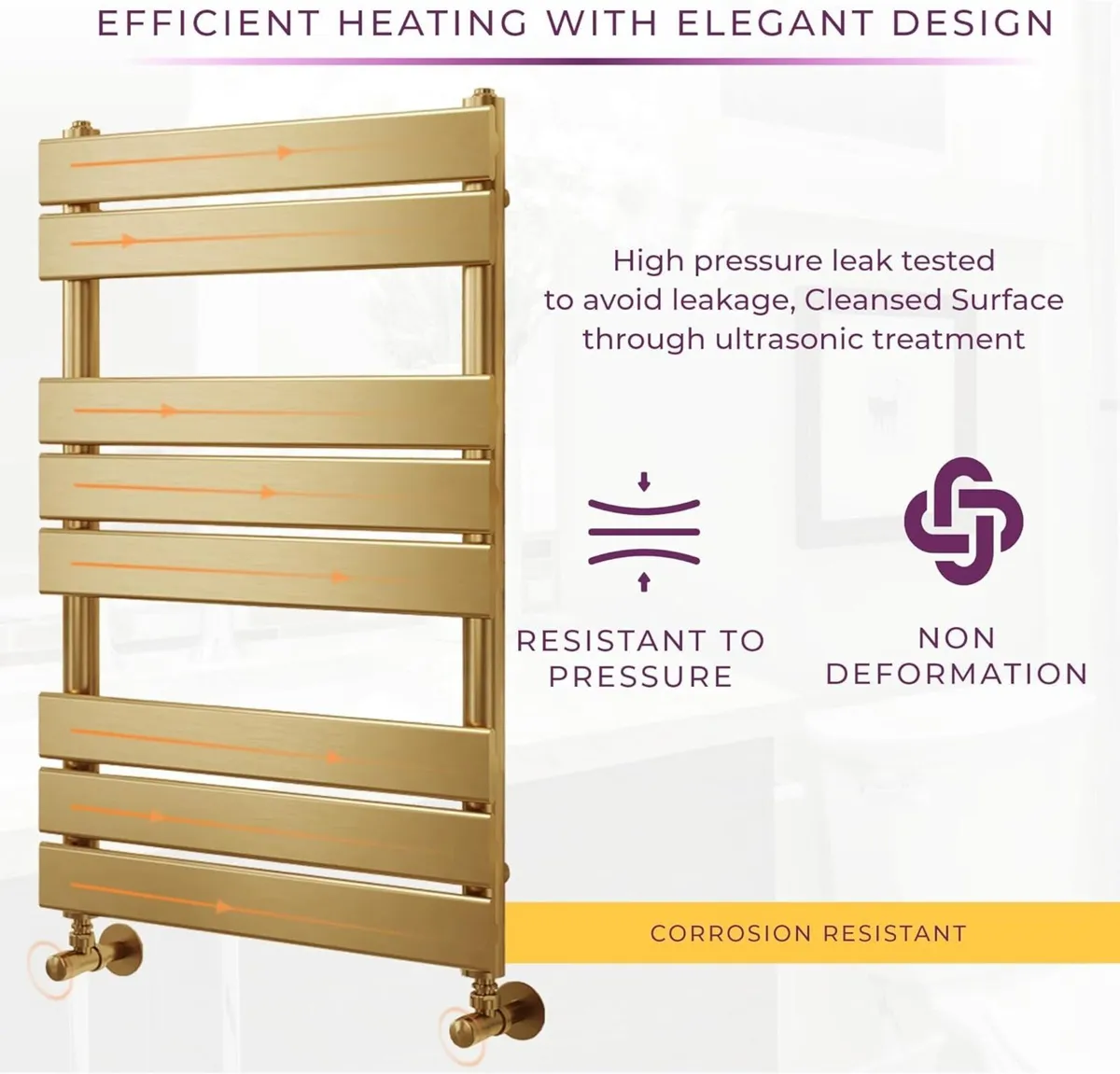 Towel Rail 800MM X 500MM Brushed Bathroom Radiator - Image 4