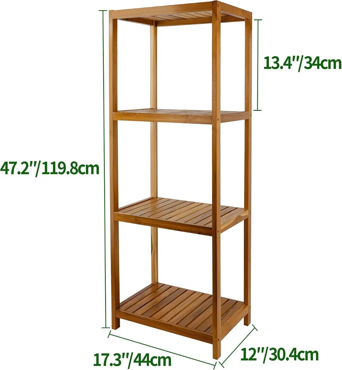 Teak 4-Tier Bathroom Storage Shelf Wood Rack - Image 3