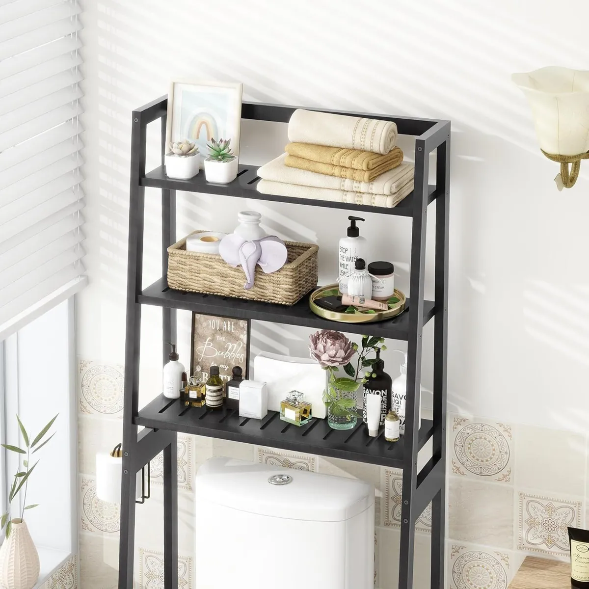 Over Toilet Storage Unit Wooden 3-Tier - Image 2
