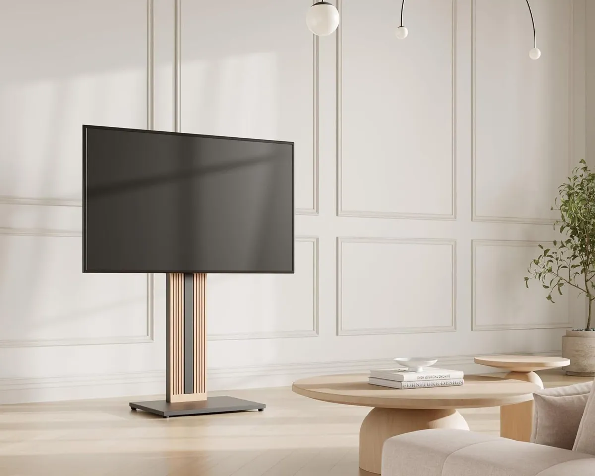 Floor TV Stand for 32-65 Inch Tvs Beech - Image 2