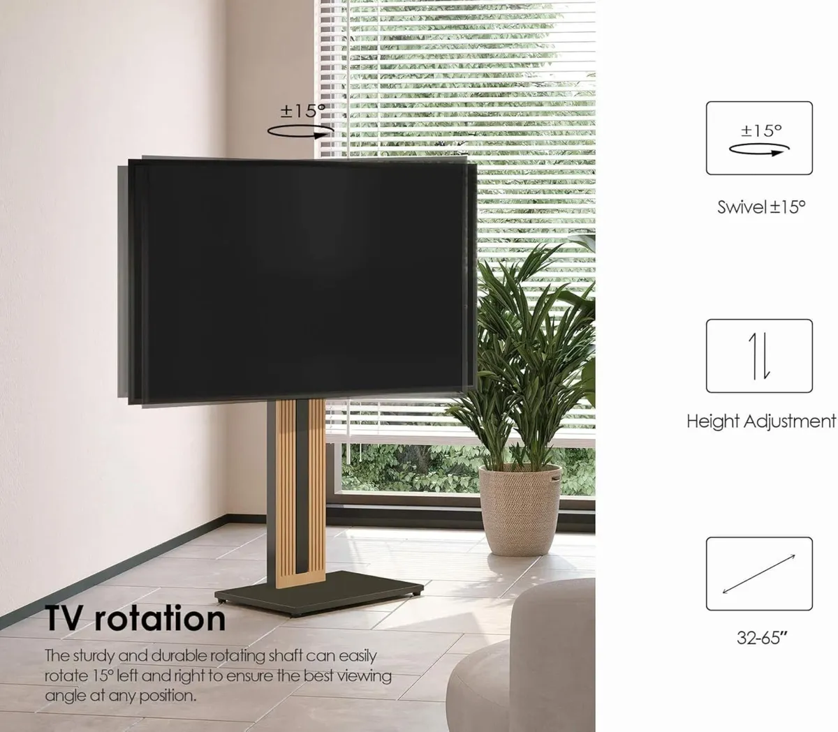 Floor TV Stand for 32-65 Inch Tvs Beech - Image 4
