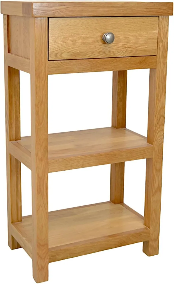 Oak Console Table Solid with Narrow Shelf Hallway - Image 1