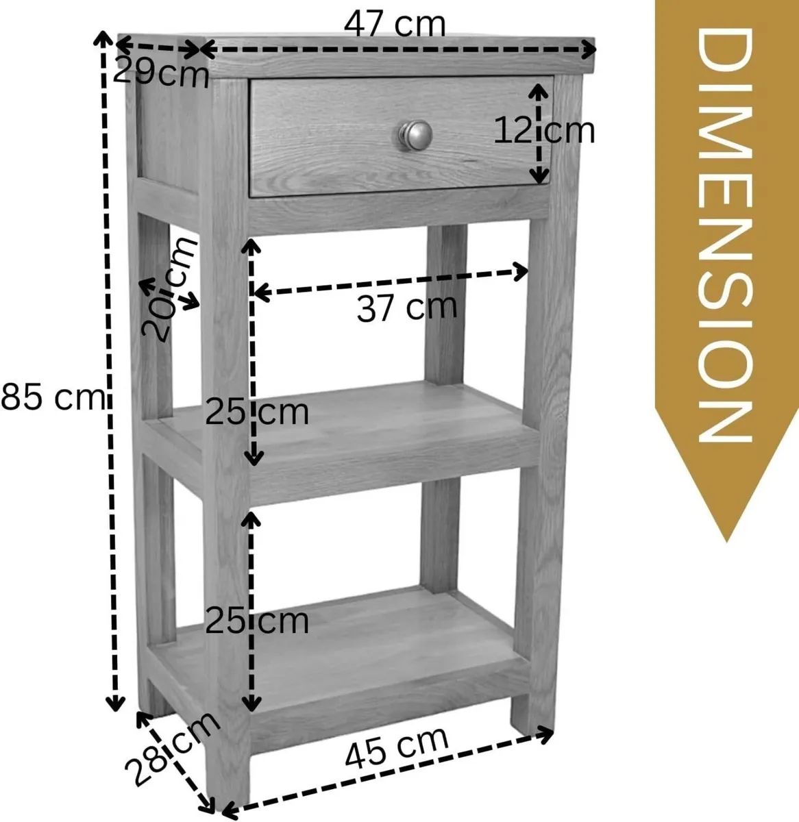 Oak Console Table Solid with Narrow Shelf Hallway - Image 2