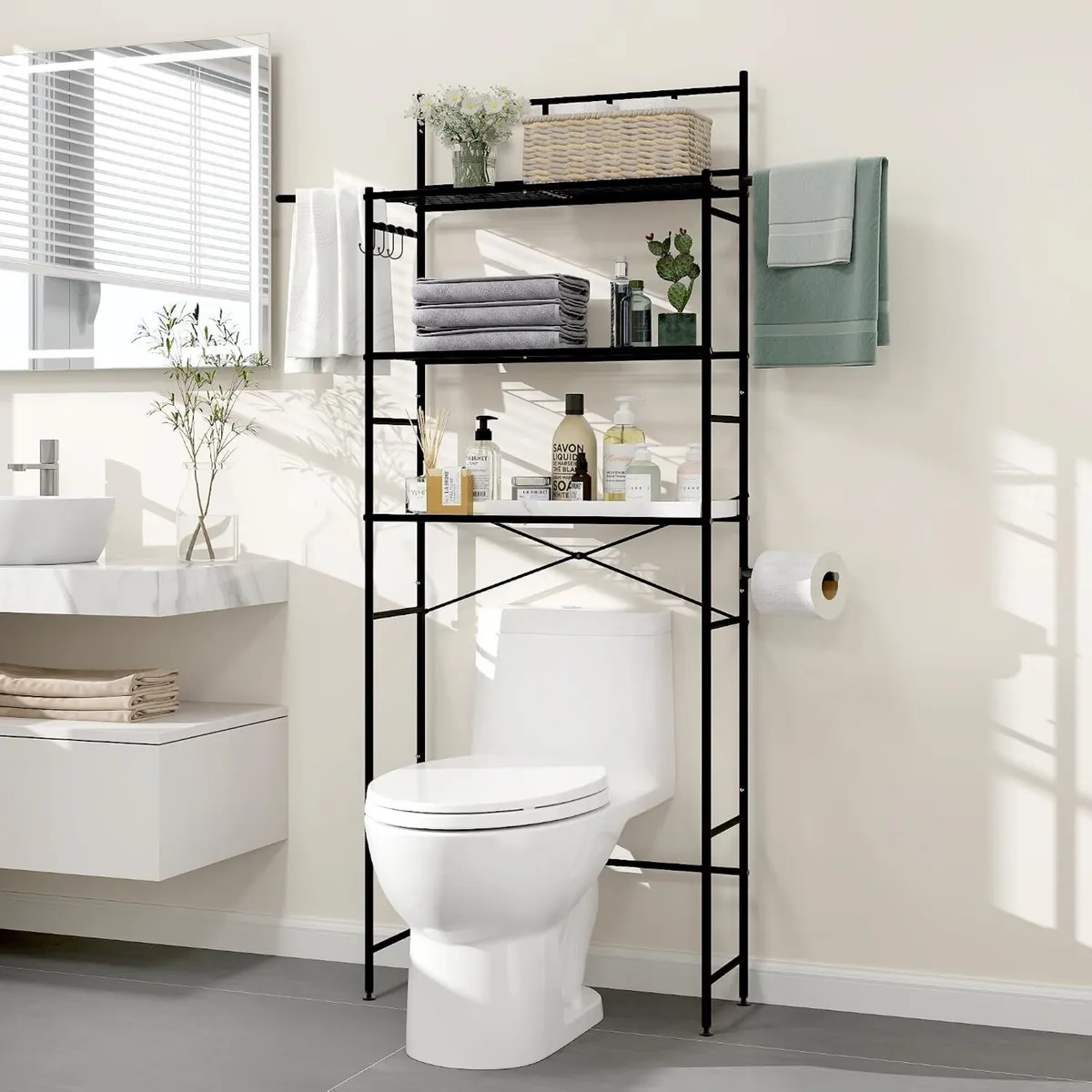 3-Tier Over the Toilet Storage Rack Freestanding - Image 1