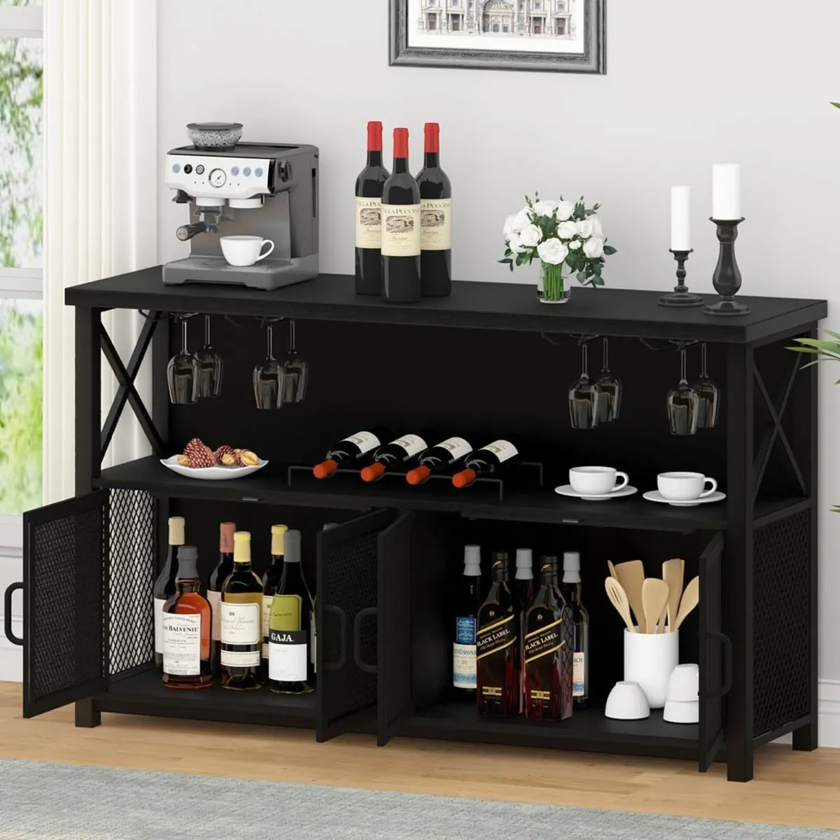 Wine Bar Cabinet Industrial Coffee Cabinets 120CM - Image 3