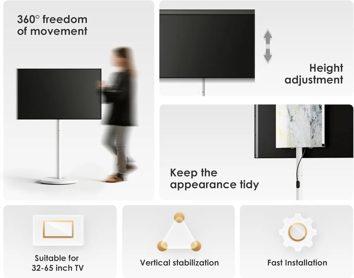 TV Floor Stand with Wheels for 32-65 Inch - Image 3