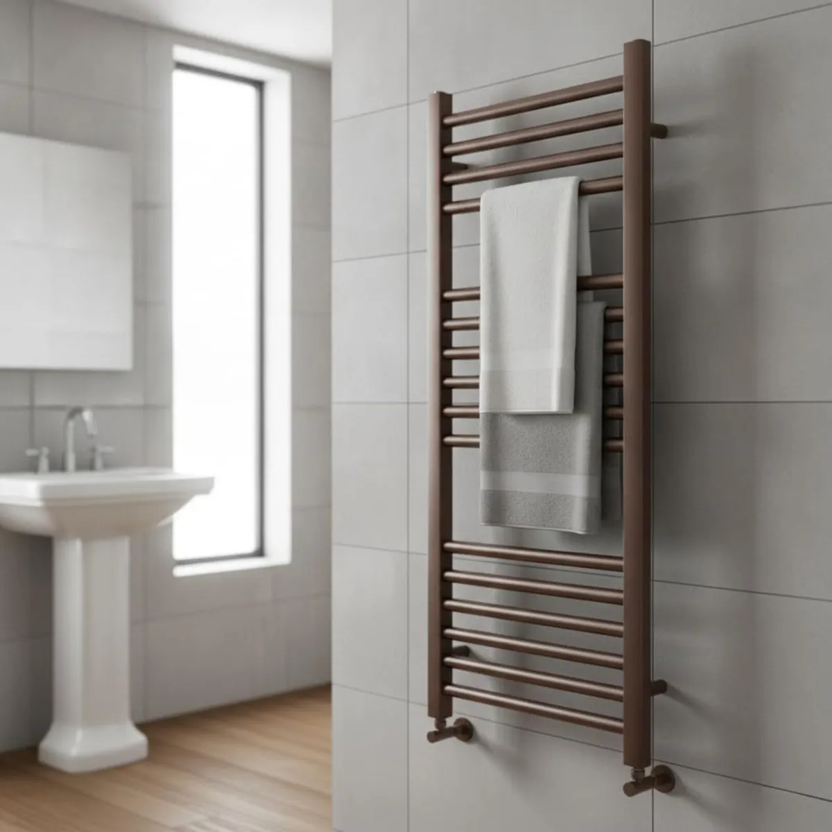 Brushed Bronze Heated Towel Rail 400MM - Image 4