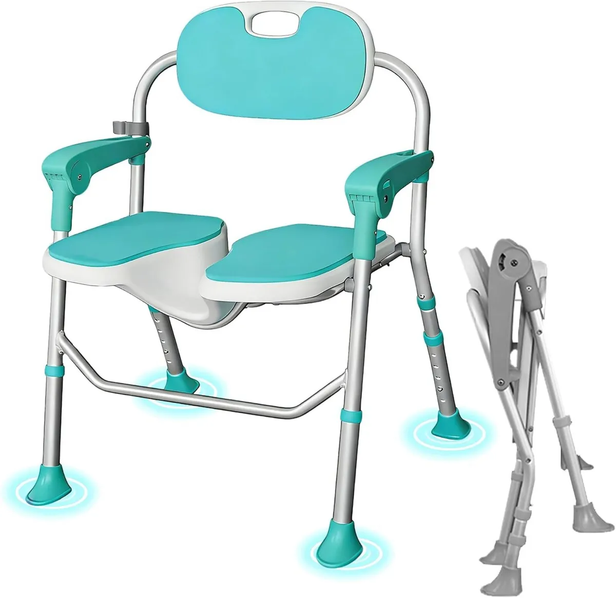 Folding Shower Chair with Arms Backrest 3d Grooved - Image 1