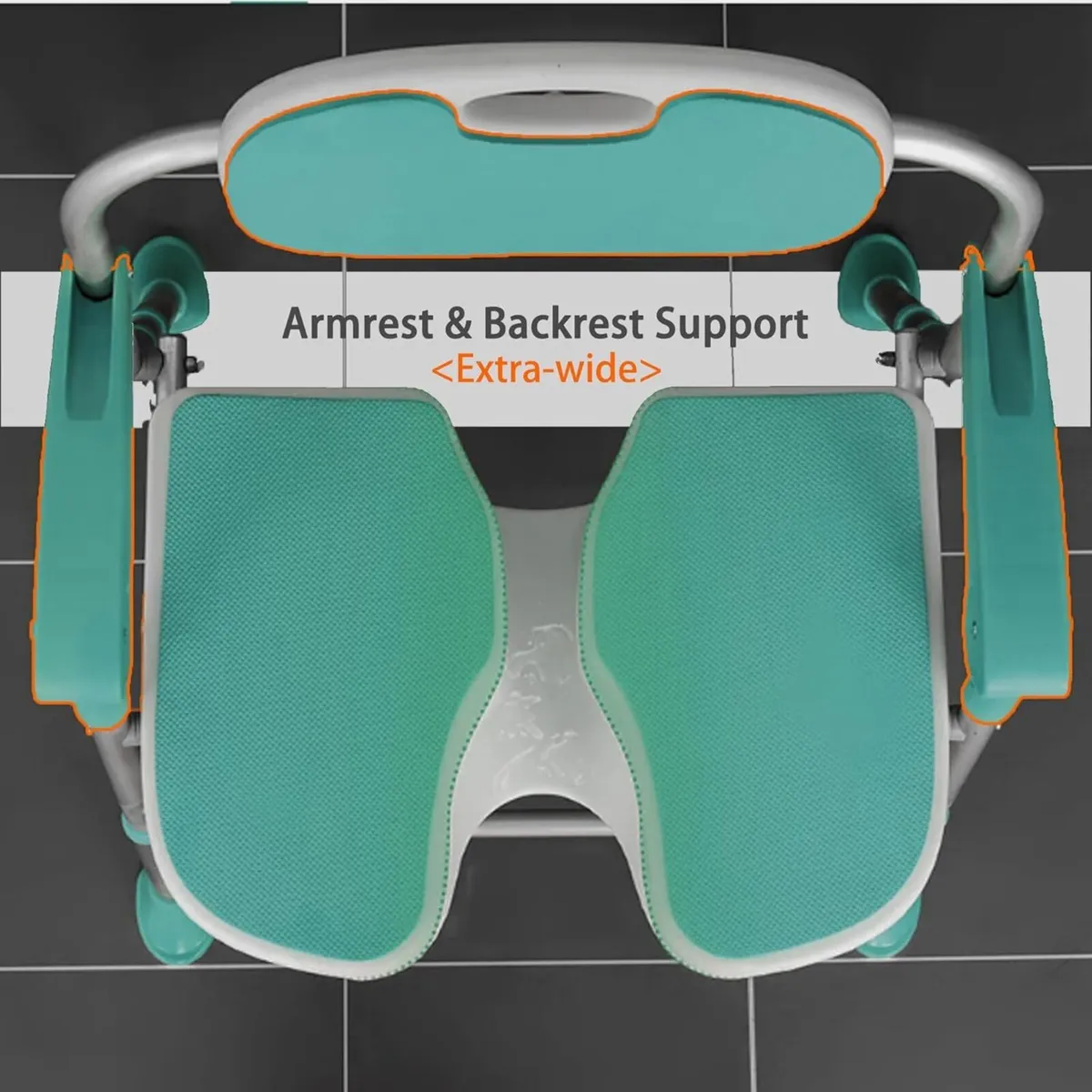 Folding Shower Chair with Arms Backrest 3d Grooved - Image 3