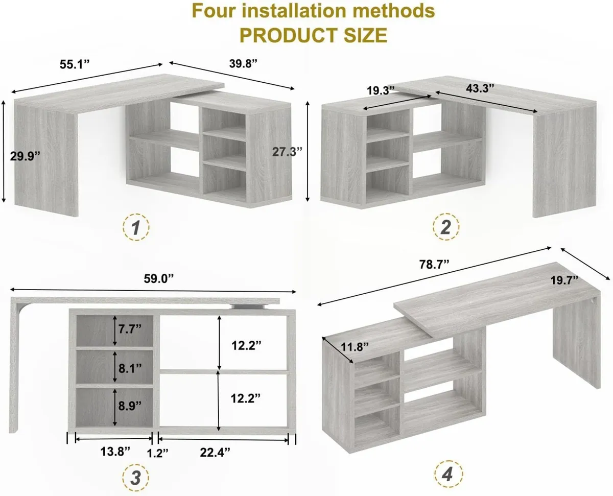 L Shaped Corner Desk with Storage Shelves - Image 2