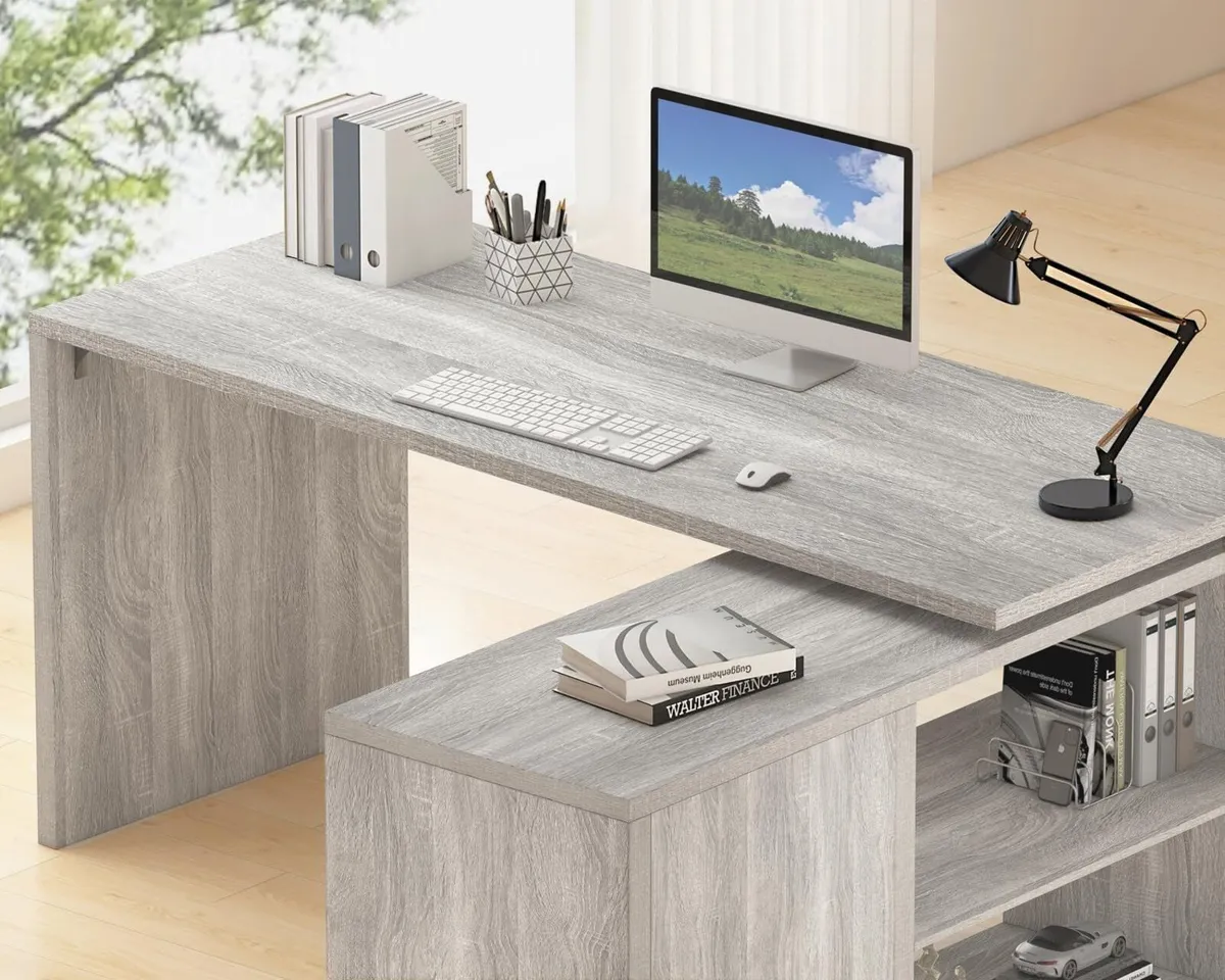 L Shaped Corner Desk with Storage Shelves - Image 4