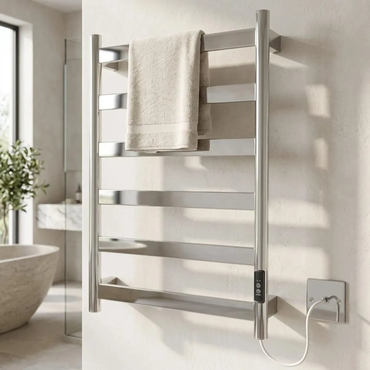 Fala Stainless Steel Electric Heated Towel Rail - Image 4