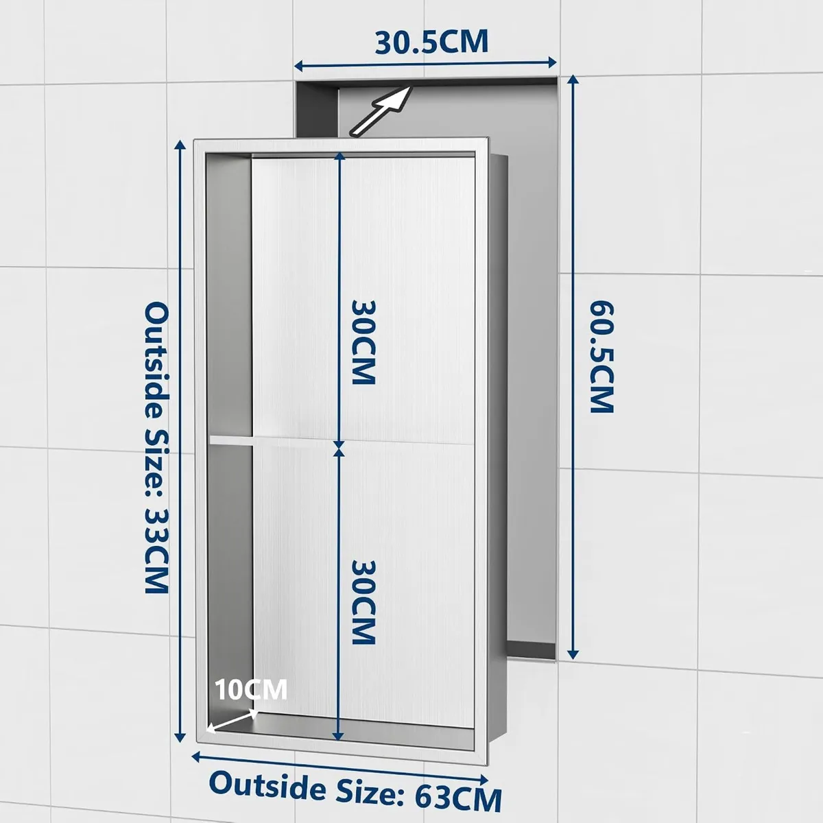 Stainless Steel Shower Niche Wall Insert Recessed - Image 3