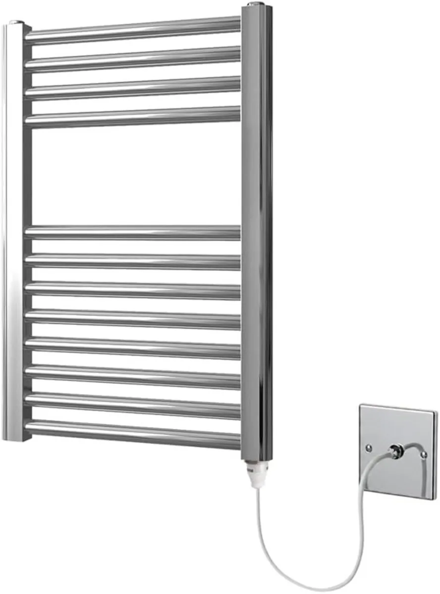 Chrome Electric Heated Towel Rail Straight 400MM W - Image 1