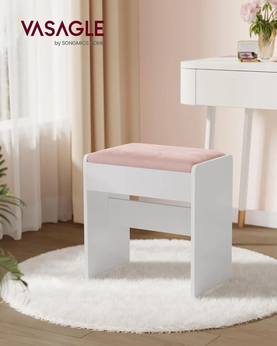 Velvet Dressing Table Stool Padded Seat 120KG - Image 2