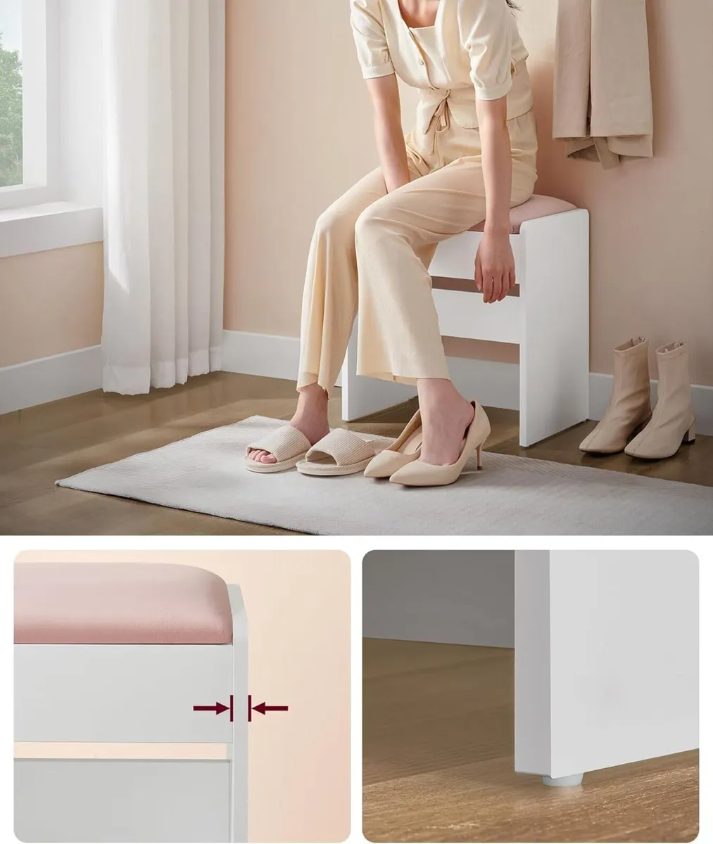 Velvet Dressing Table Stool Padded Seat 120KG - Image 4