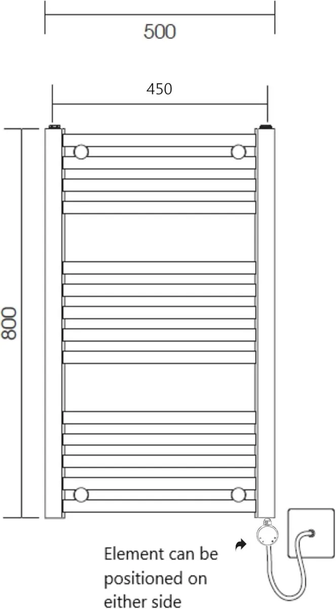 Chrome Electric Wifi Heated Towel Rail 500MM W - Image 3