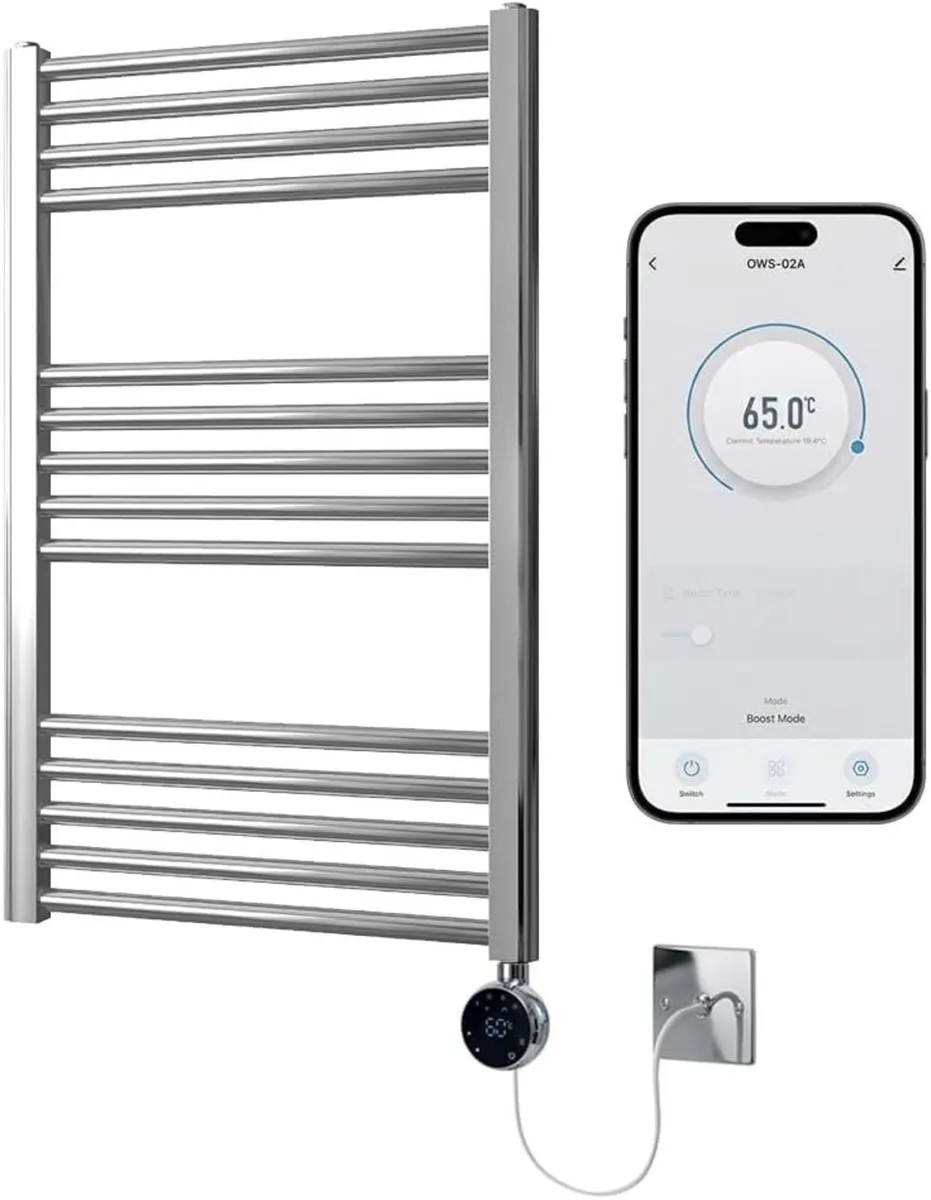 Chrome Electric Wifi Heated Towel Rail 500MM W - Image 1