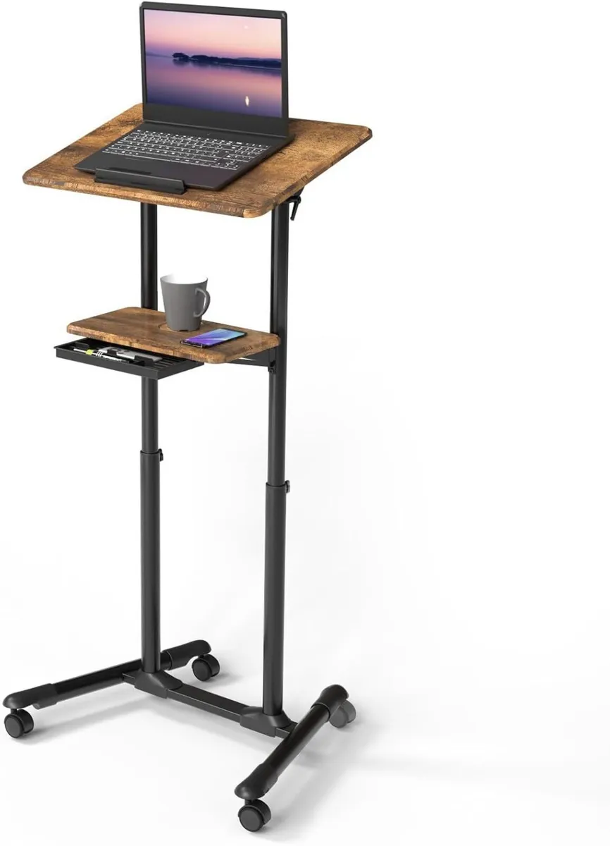 Adjustable Mobile Laptop Desk with Storage Tray - Image 1