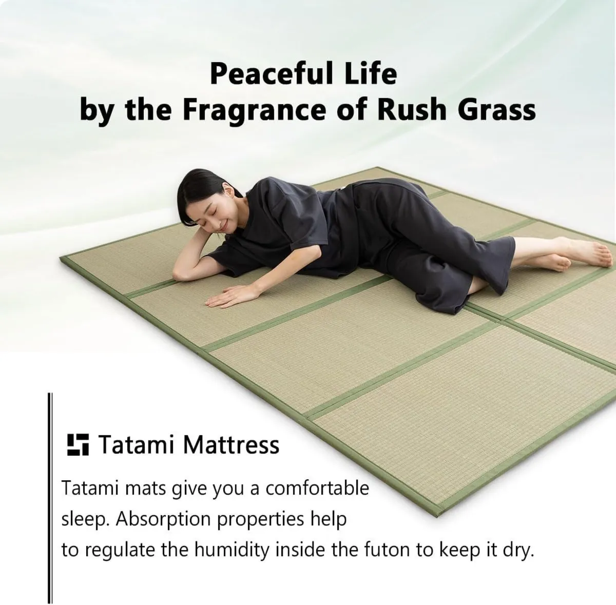 Japanese Tatami Mat Natural Rush Grass Foldable - Image 3