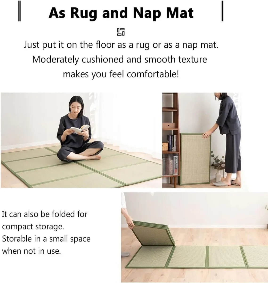Japanese Tatami Mat Natural Rush Grass Foldable - Image 4