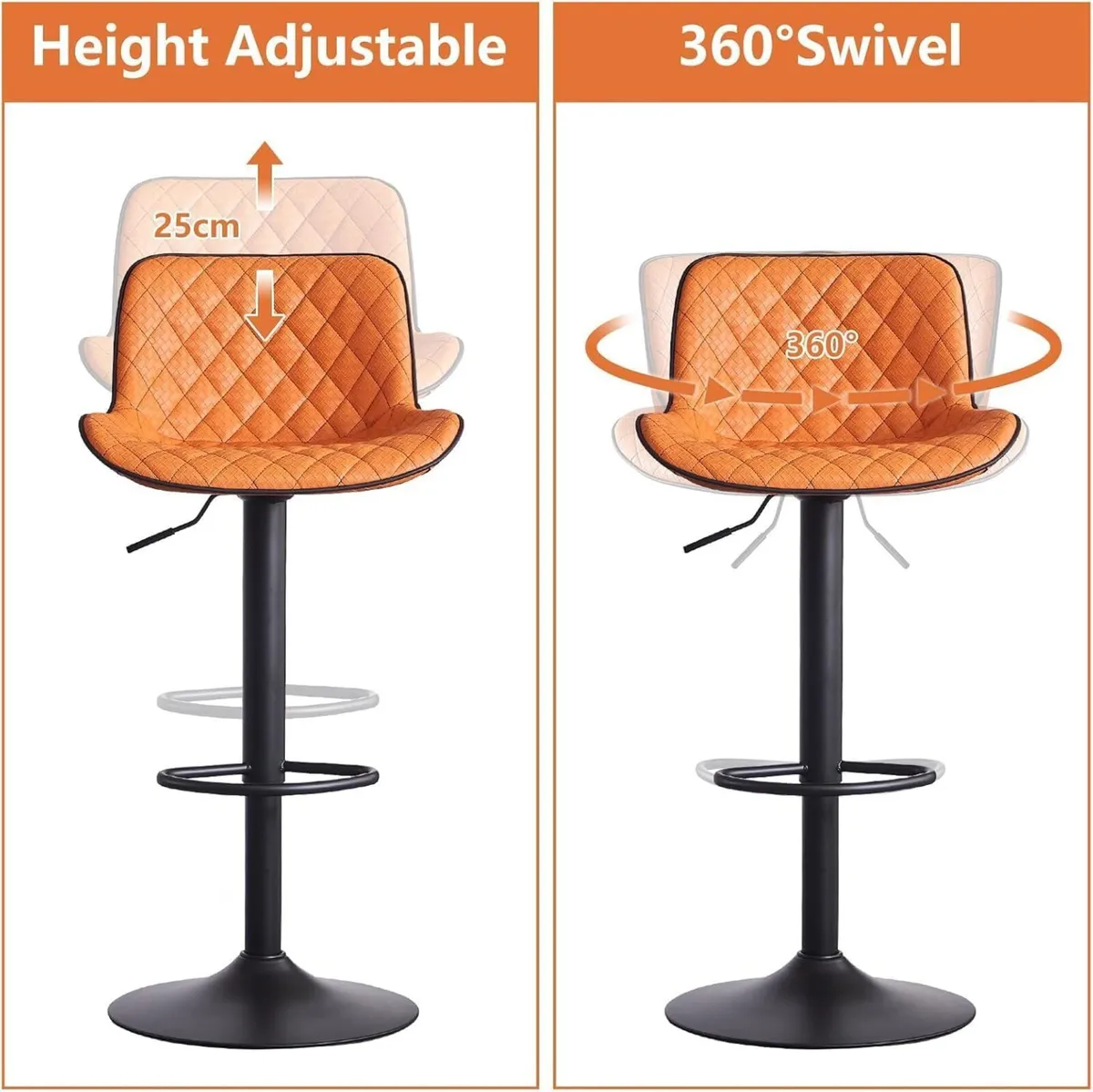 Bar Stools PU Leather Upholstered Barstools - Image 3