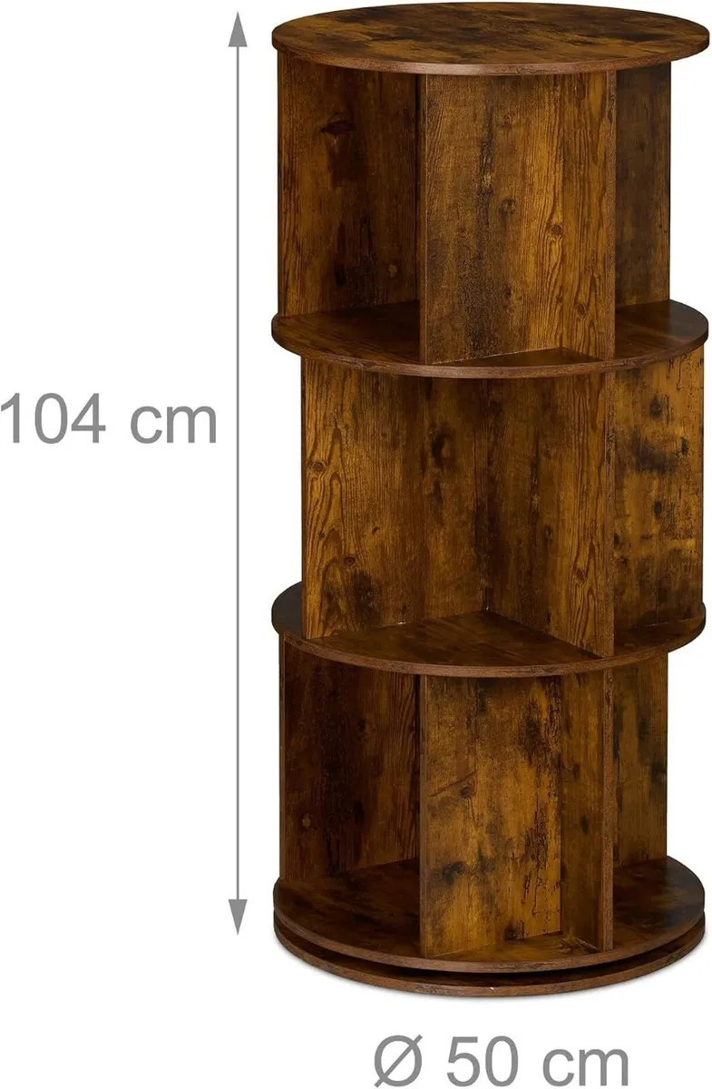 Rotating Bookcase 15 Compartments Hxd: Wood - Image 3