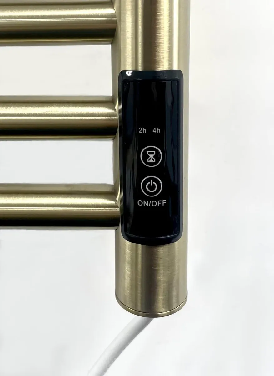 Siena Brushed Brass Electric Heated Towel Rail - Image 3