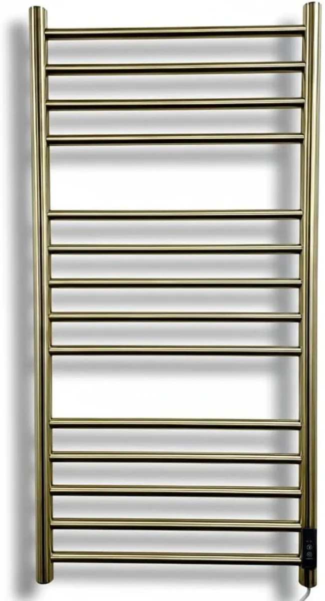 Siena Brushed Brass Electric Heated Towel Rail - Image 1