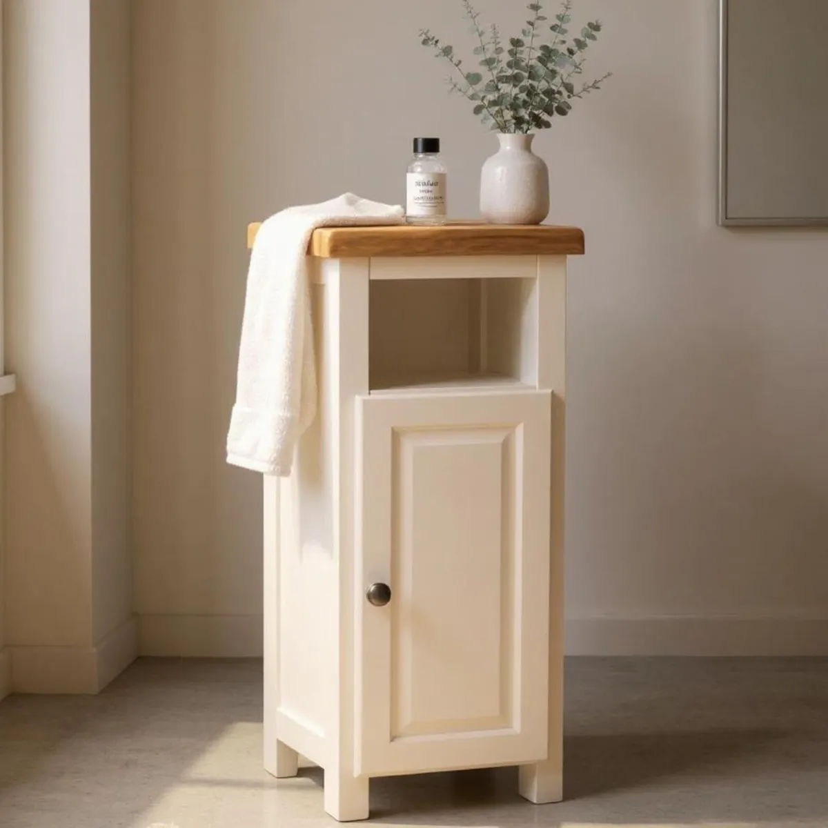 Slim Display Cabinet Snow Painted Storage Unit - Image 1